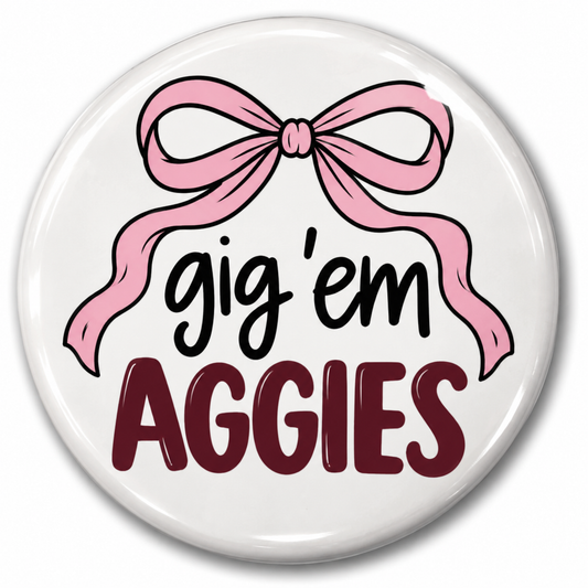 Gig 'em Aggies Bow Button